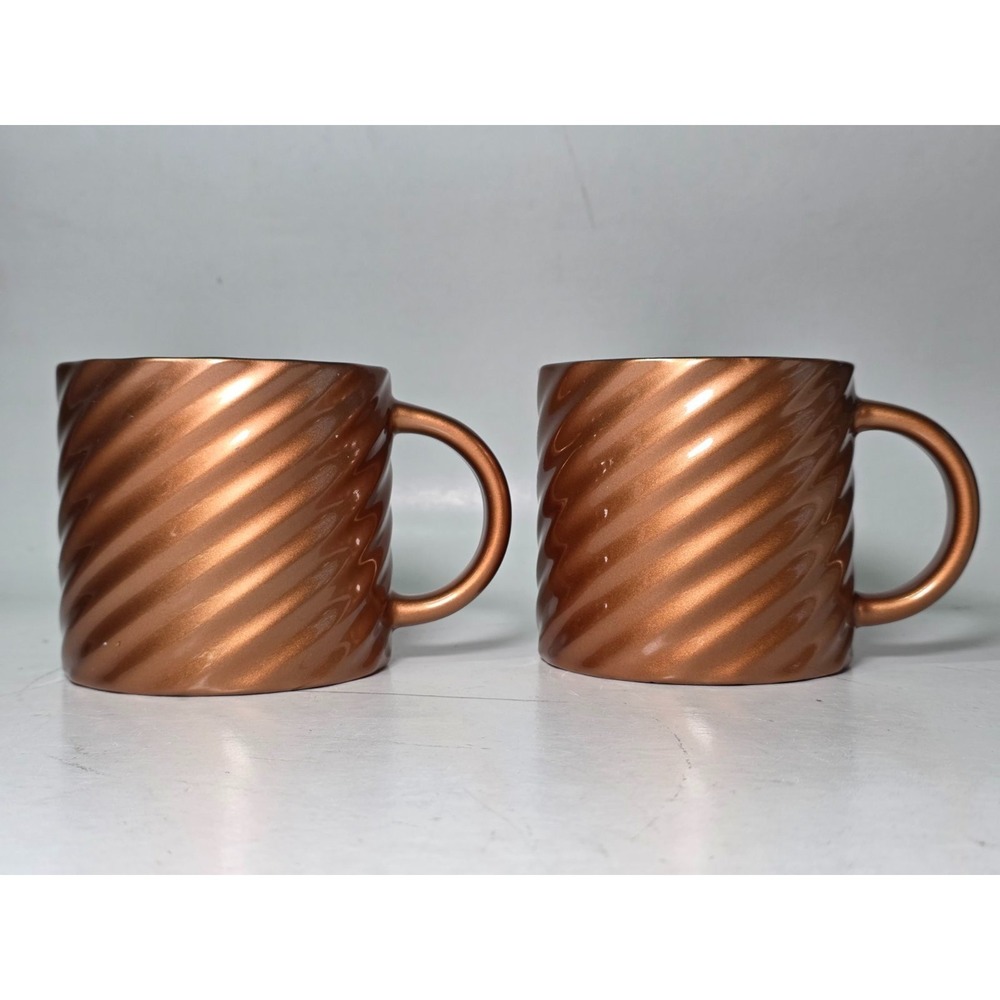 Starbucks Coffee Mug 2024 Diagonal Twist Texture Glitter‎ Gold Ceramic 14 oz